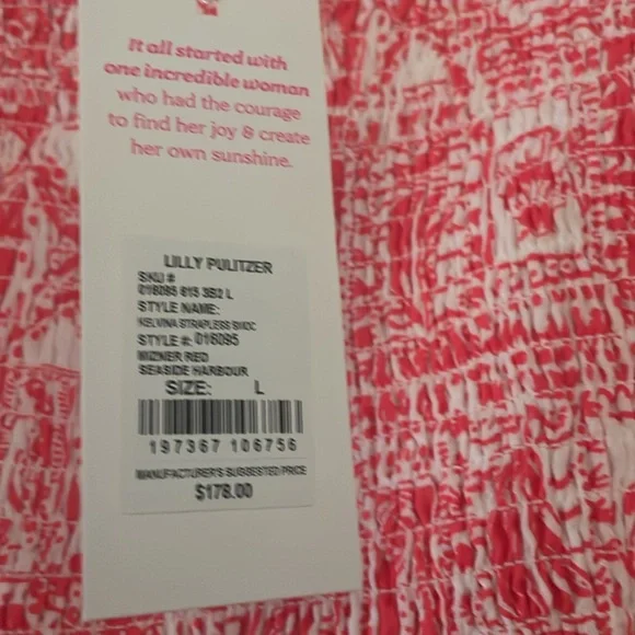 Strapless Pink Patterned Dress - Picture 3 of 4